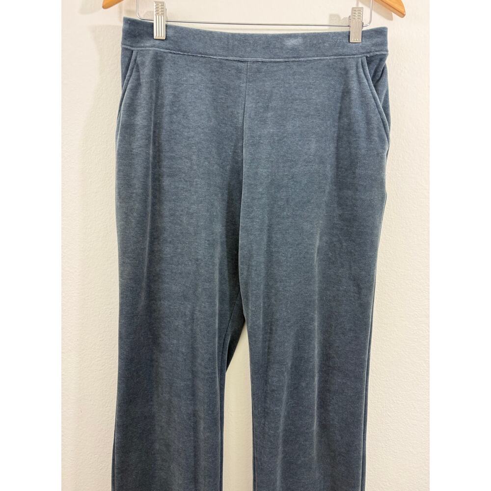 L.L.Bean Velvet Pull On Pants Storm Blue Elastic Waist Drawstring Straight Leg M - Picture 4 of 13